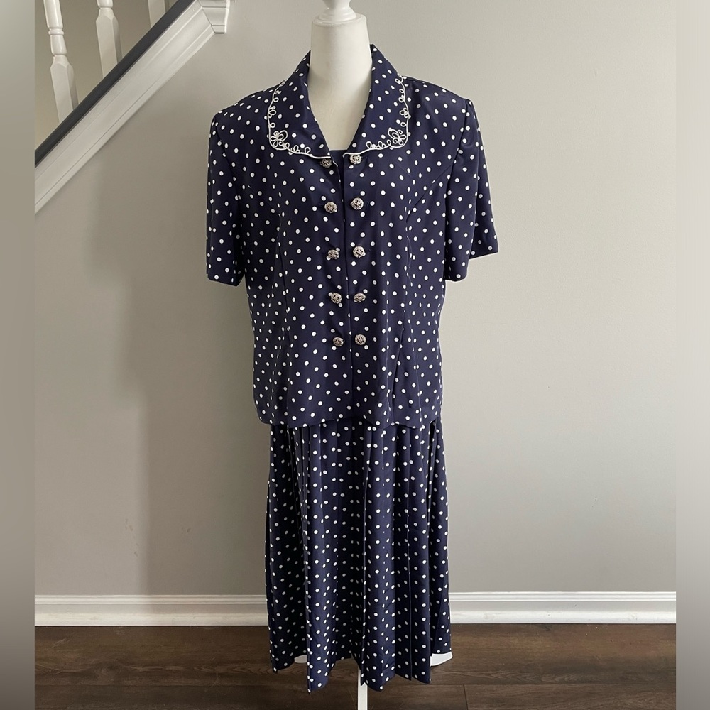 Leslie Fay Polka Dot Skirt Set